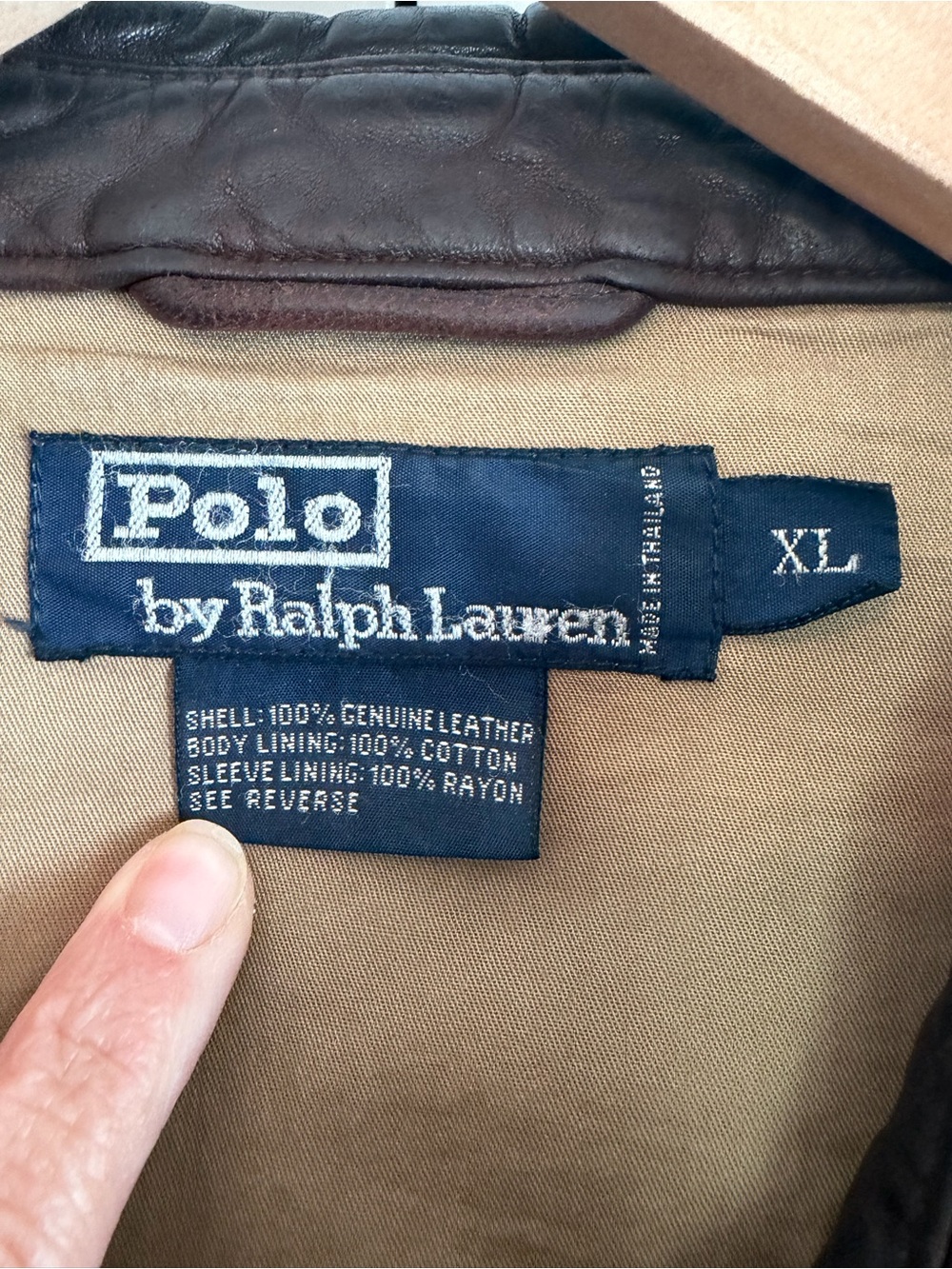 Polo Ralph Lauren Vintage Genuine Leather Brown Jacket Men's Size XL Shows Wear - Picture 4 of 16